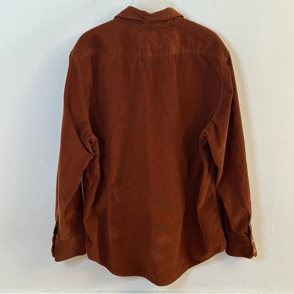 Banana Republic Pearl Snap Brown Corduroy Shirt, Size XL, Western Casual Cotton